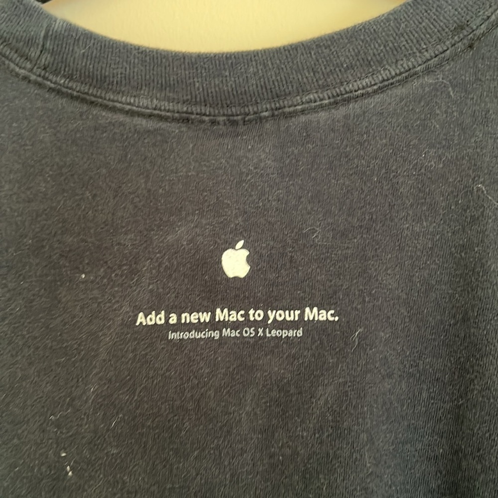 Apple Mac Vintage Y2K 2007 OS X Leopard Tshirt Mens Large Black - Picture 3 of 5
